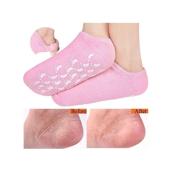 Chaussettes de gel de spa en silicone - Rose - Soin des pieds - Hydratant - Protection de la peau fissurée