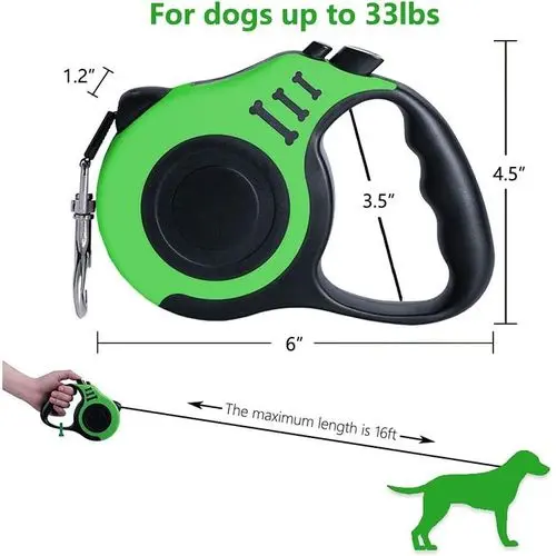 Laisse rétractable chien - A fixer sur collier de chien - 5m