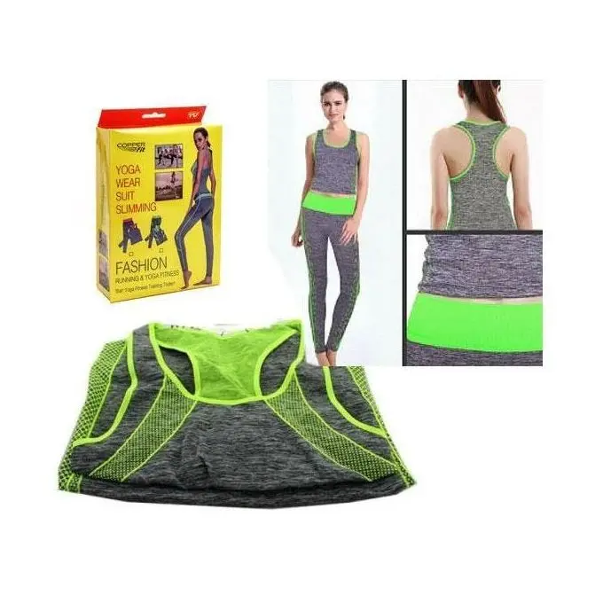 Tenue Fitness - Gris & Vert - Soutien Gorge et Leggings