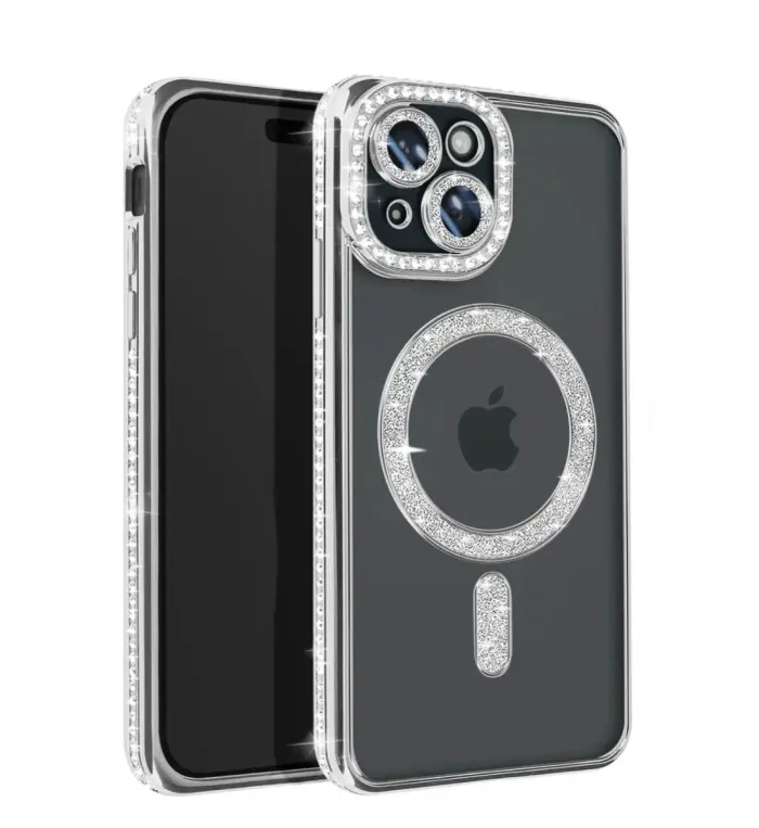 Coque pour iPhone 15 Diamant MagSafe Gris
