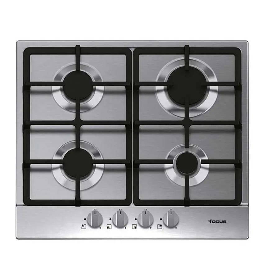 Plaque de gaz 4 Feux avec thermocouple- F.4008XS GR FONTE - Inox