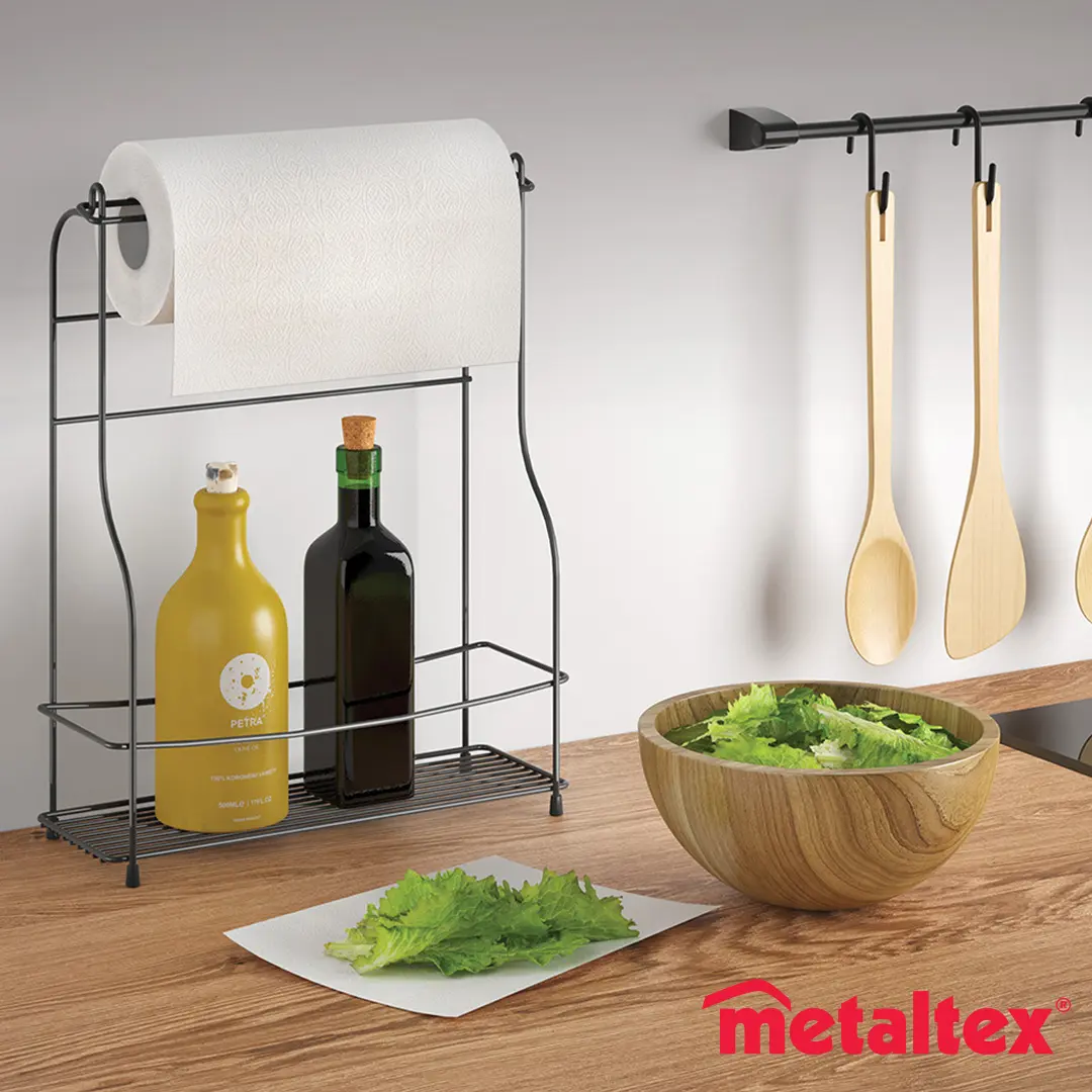Rack de Stockage Avec Porte Rouleau - Gris