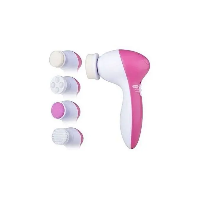 Appareil de Massage et Brosse Pour Visage 5 En 1 – Rose / Blanc