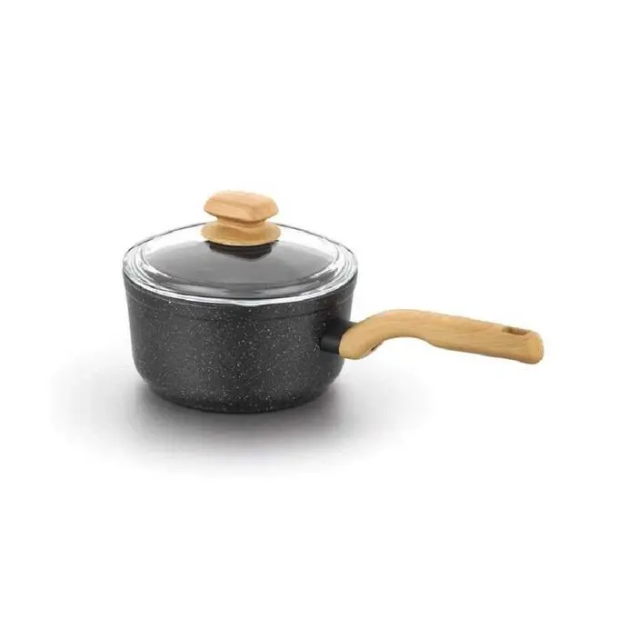 Casserole avec Couvercle - A1240 - Granite Antiadhésif - Noir