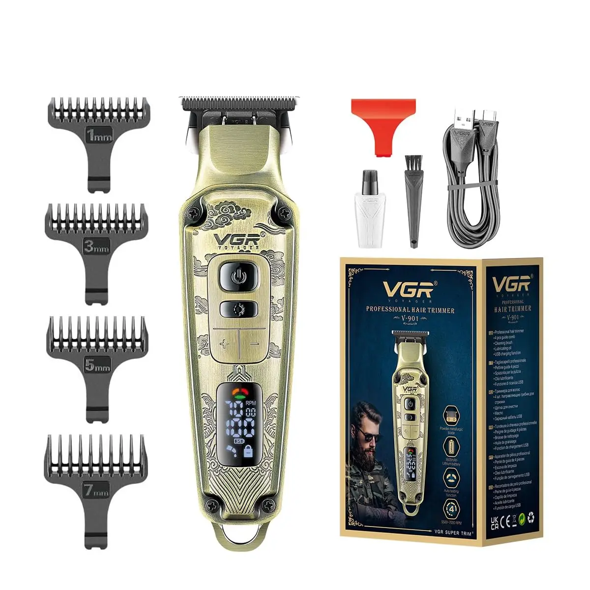 Tondeuse à cheveux professionnel avec boîtier en métal - LED