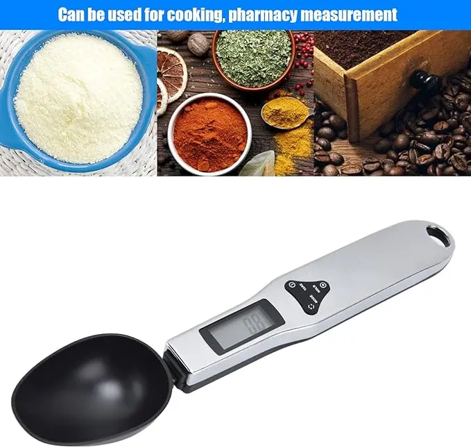 Balance à cuillère numérique de cuisine - Noir - Multifonctions avec écran LCD