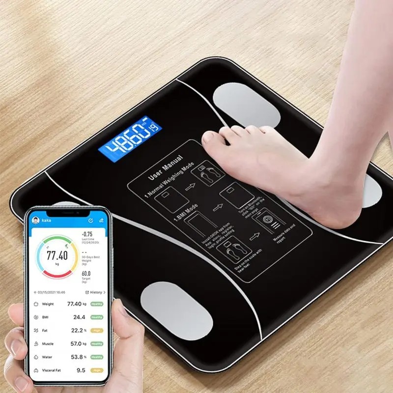 Balance de salle de bain - Pesage de poids numérique - Échelle IMC - Analyseur de composition corporelle Max 180 Kg