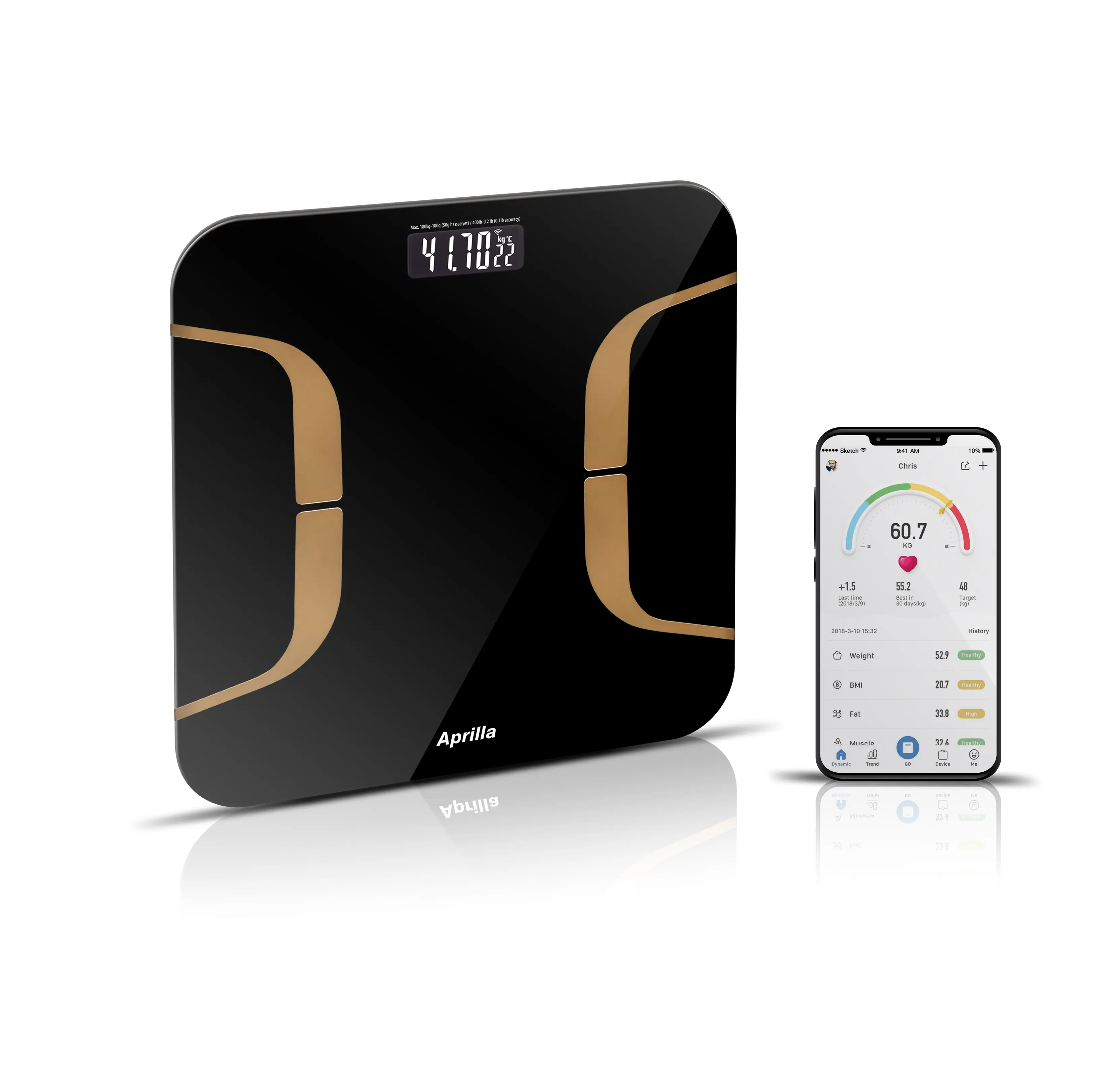 Pèse Personnel Connectée Bluetooth - ABS-1080 - Noir