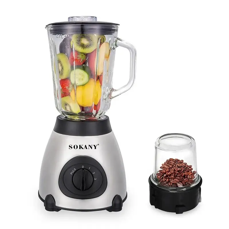 Mixeur 2en1 - 400W - Blender 1.5L - En Verre - Moulin A Épices