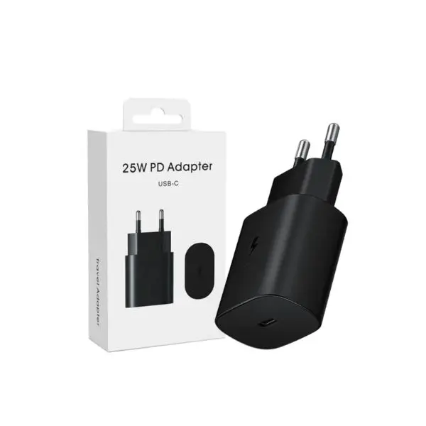 Adaptateur - Tête Chargeur - USB-C - 25W - Noir