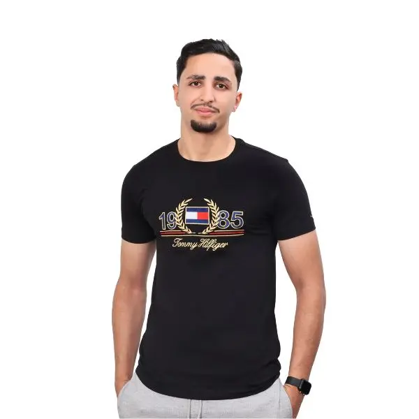 T-shirt homme Tommy Hilfiger - Noir - Logo brodé 1985