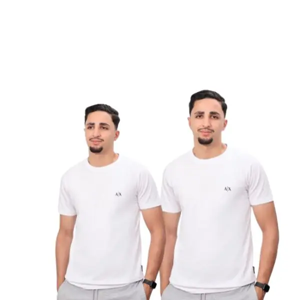 2 T-shirt Homme – Rouge Uni avec Logo Discret