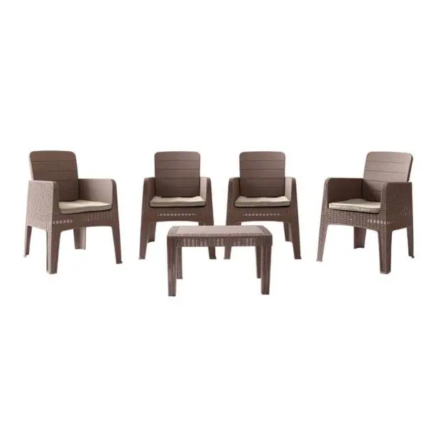 Salon deJardin - Marechal - 4 Places Effet Rotin - Taupe