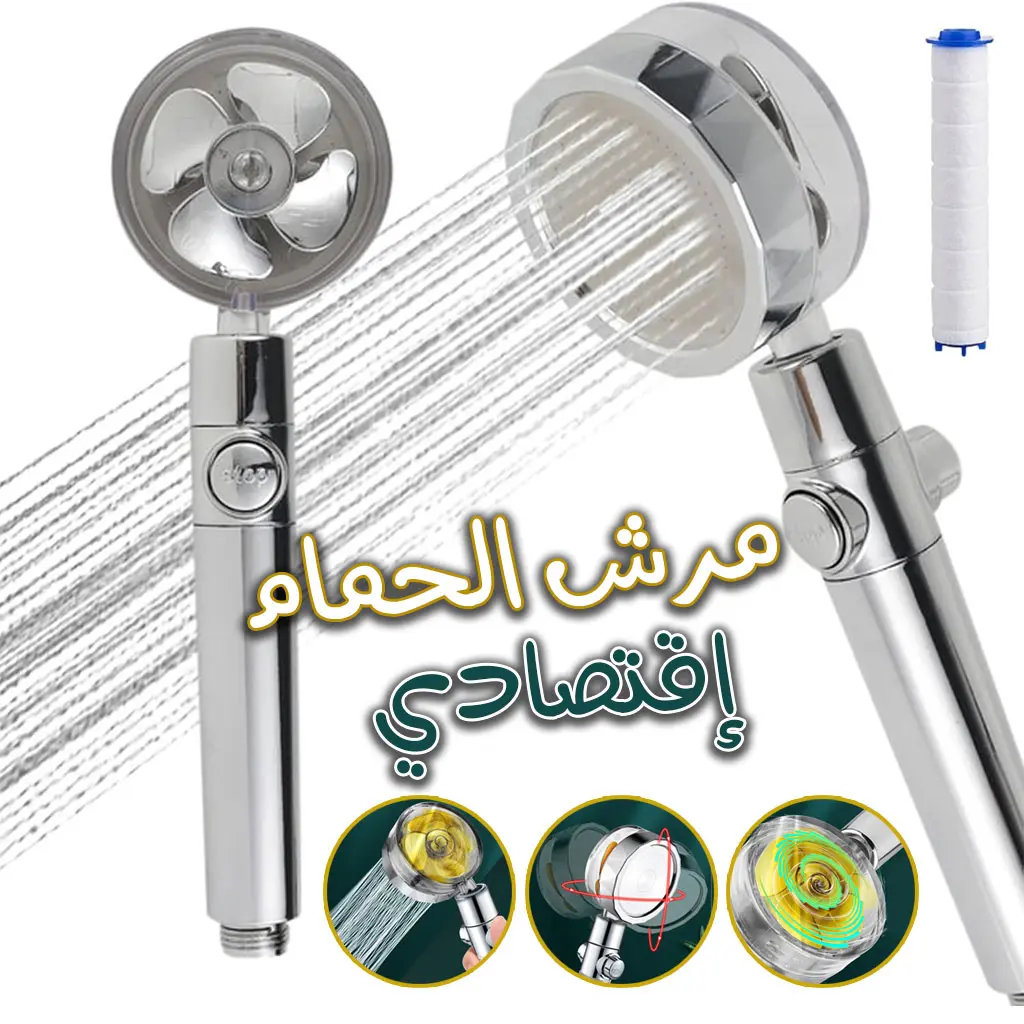 Pommeau de douche avec ventilateur - 360° Rotation - Inox