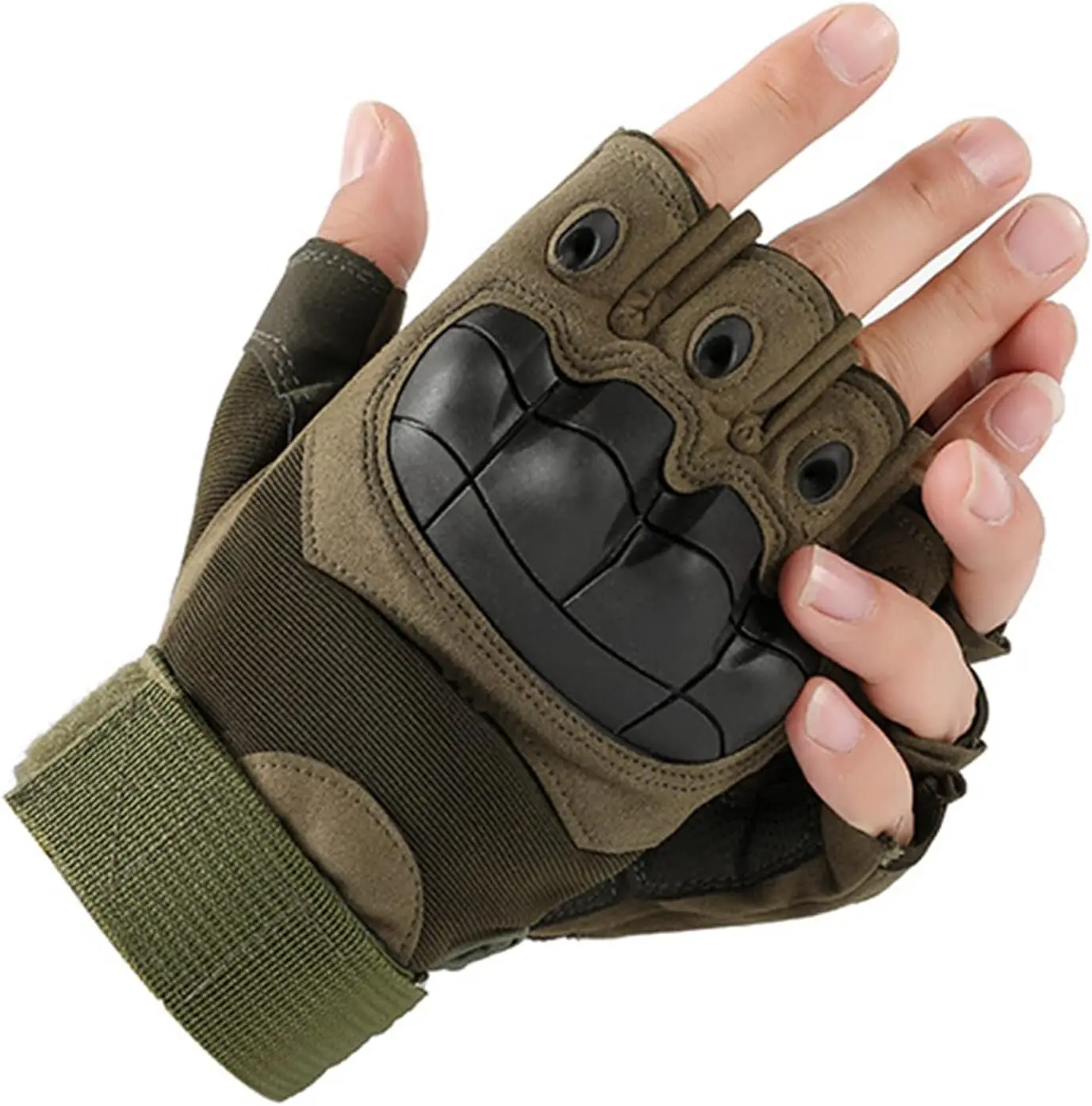 Gants Tactique Demi-Doigts Hommes Femmes, Gants Vélo Respirant Anti-Choc pour Moto Escalade Chasse Randonnée Autres Sports Scooter