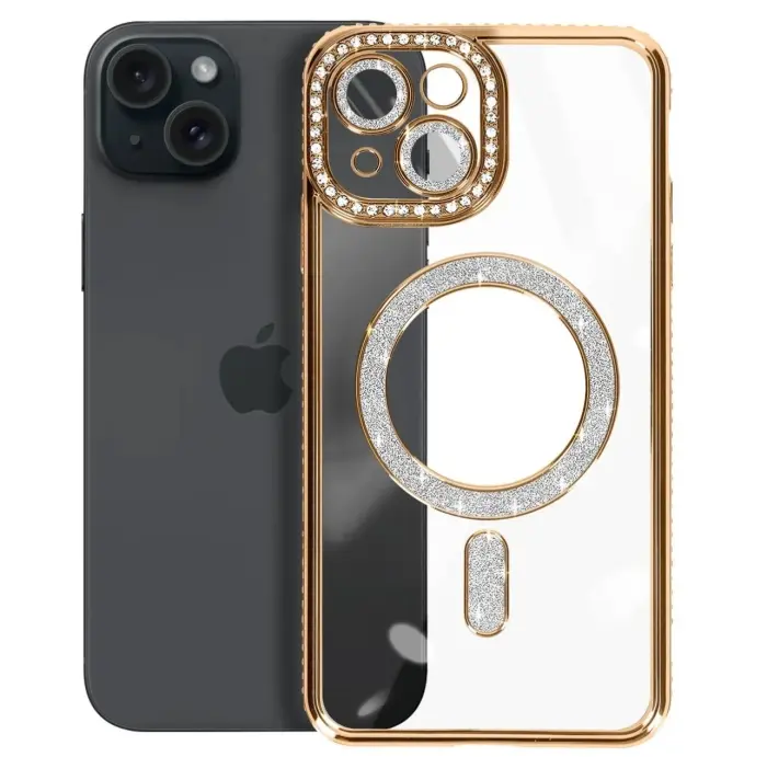 Coque pour iPhone 15 Diamant MagSafe Gold
