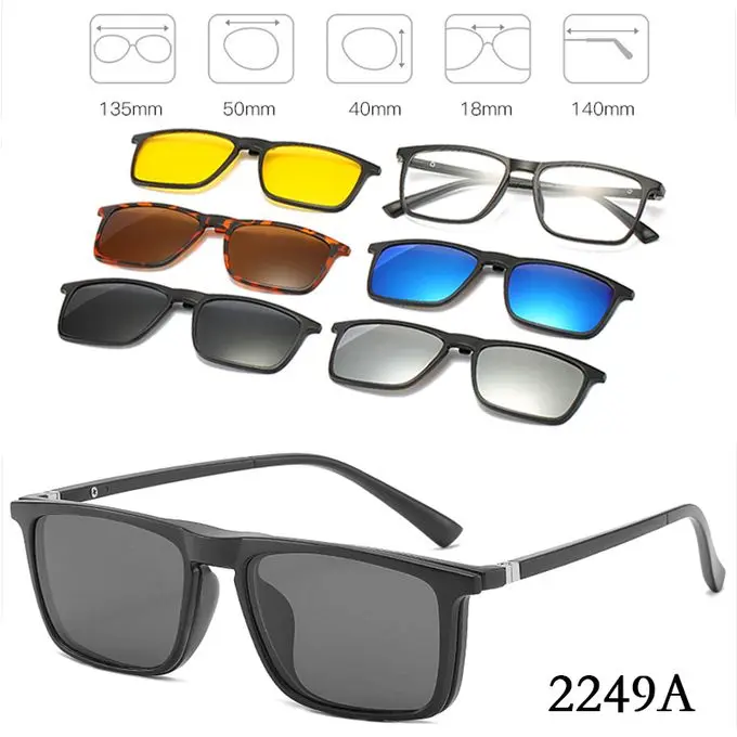 Lunettes Unisexe 6 En 1 Monture Polarisées - 2249A