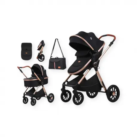 Poussette Landau - Pour Bébé - 2en1 - Noir