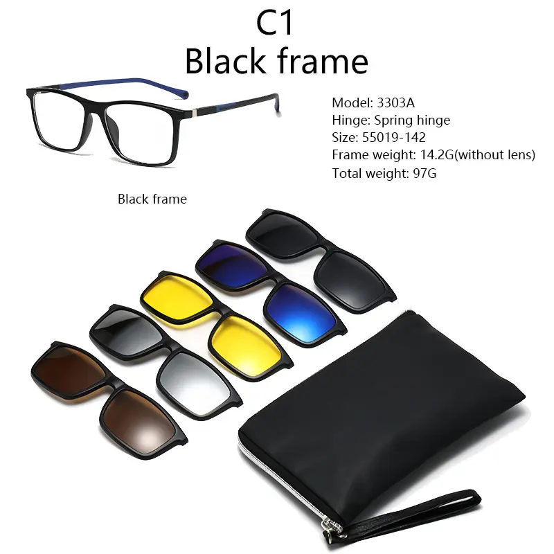 Lunettes 6 En 1 – Monture et 5 Appliques Polarisées Réf 3301 C1