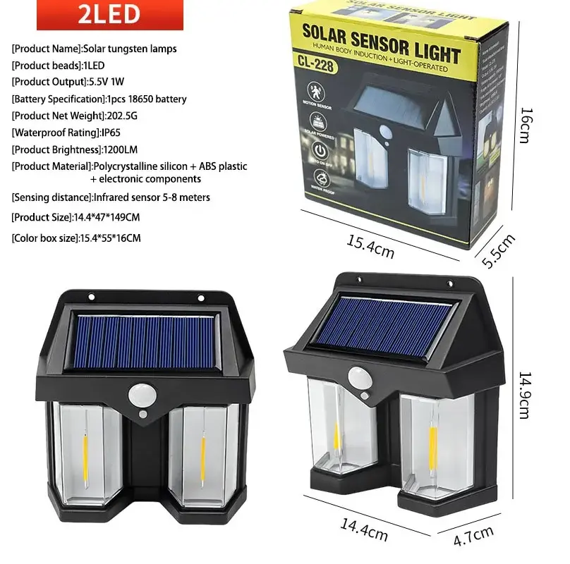 Double Lumière de capteur solaire lumière d’induction de corps humain actionnée – CL-228