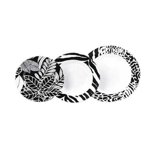 Service à Table - 24 PIÈCES - A8987 - Noir & Blanc