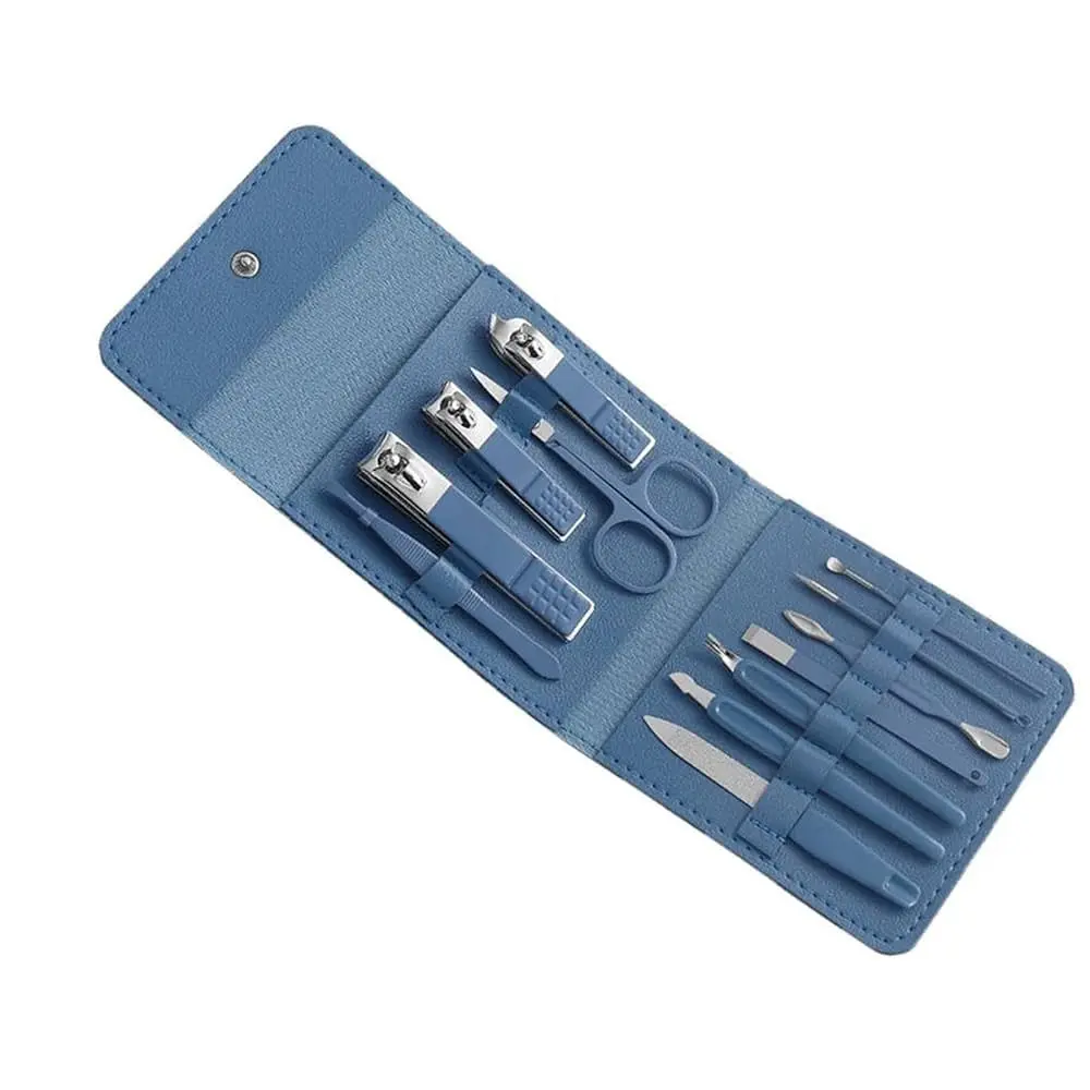 Kit de Manucure et Pédicure - En Acier Inoxydable avec Étui de Transport - Bleu