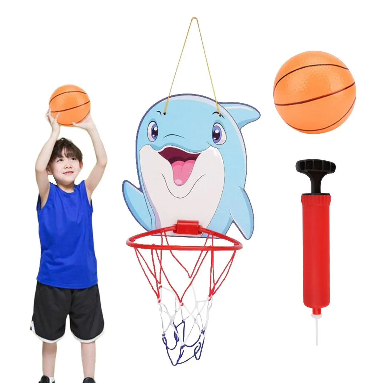 Mini Panier de Basket - Panneau Dauphin avec Ballon et Pompe