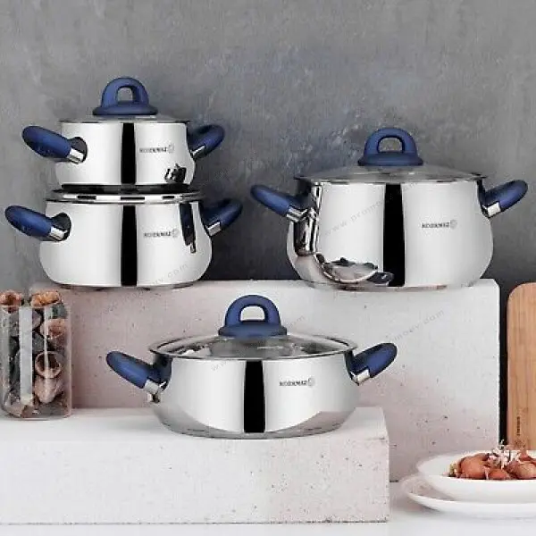 Service de Cuisine - 8PCS - A1848-2 - Inox en Bleu