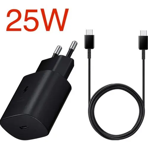 Chargeur Rapide Type C Vers Type C 25W avec Câble 1M Noir