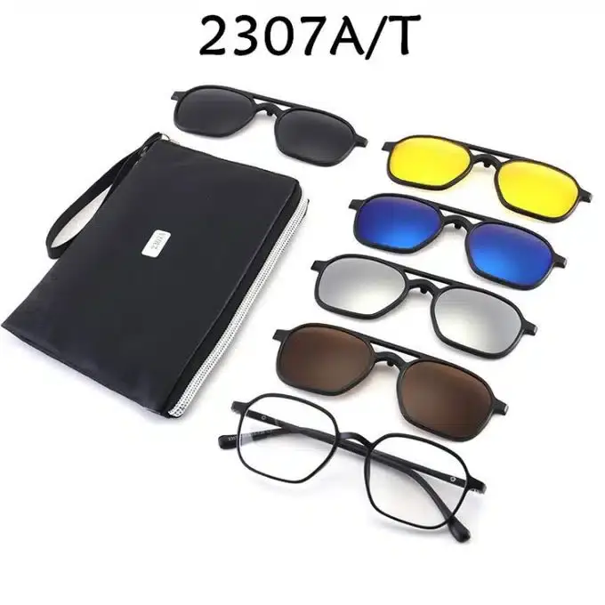 Monture de lunettes de soleil 6 en 1 - Clip magnétique - Optique polarisé - Réf 2307A
