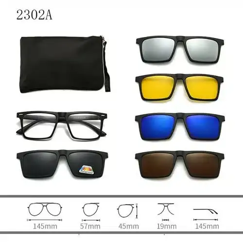 Lunettes de soleil à clipser polarisées magnétiques pour femmes et hommes, monture en plastique pour la conduite de nuit, lunettes de soleil UV400, 6 pièces REF 2302A