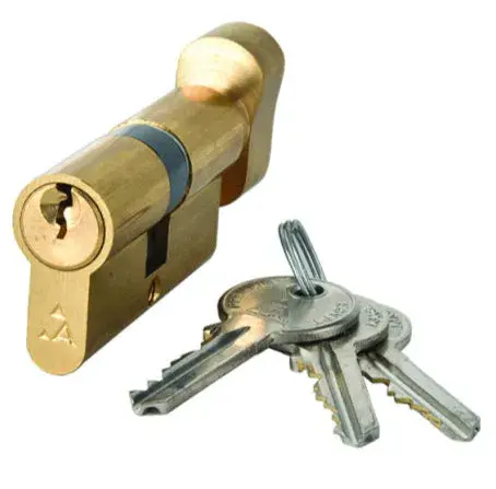 Cylindre 3 Clés Condamnation - Canon porte a bouton - Laiton - 6 cm
