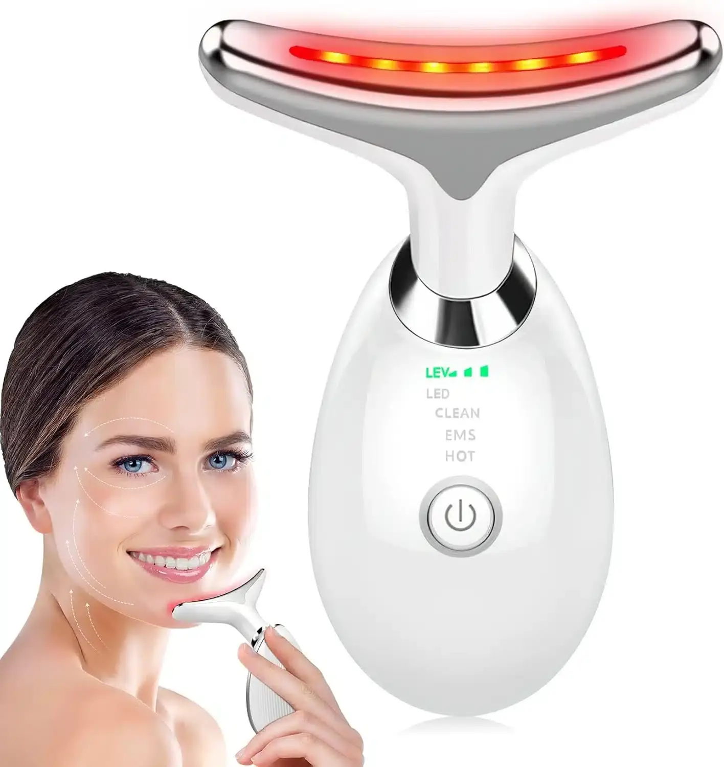 Appareil anti rides visage - 7 couleurs de massage visage - 3 modes cou - Raffermissement du visage
