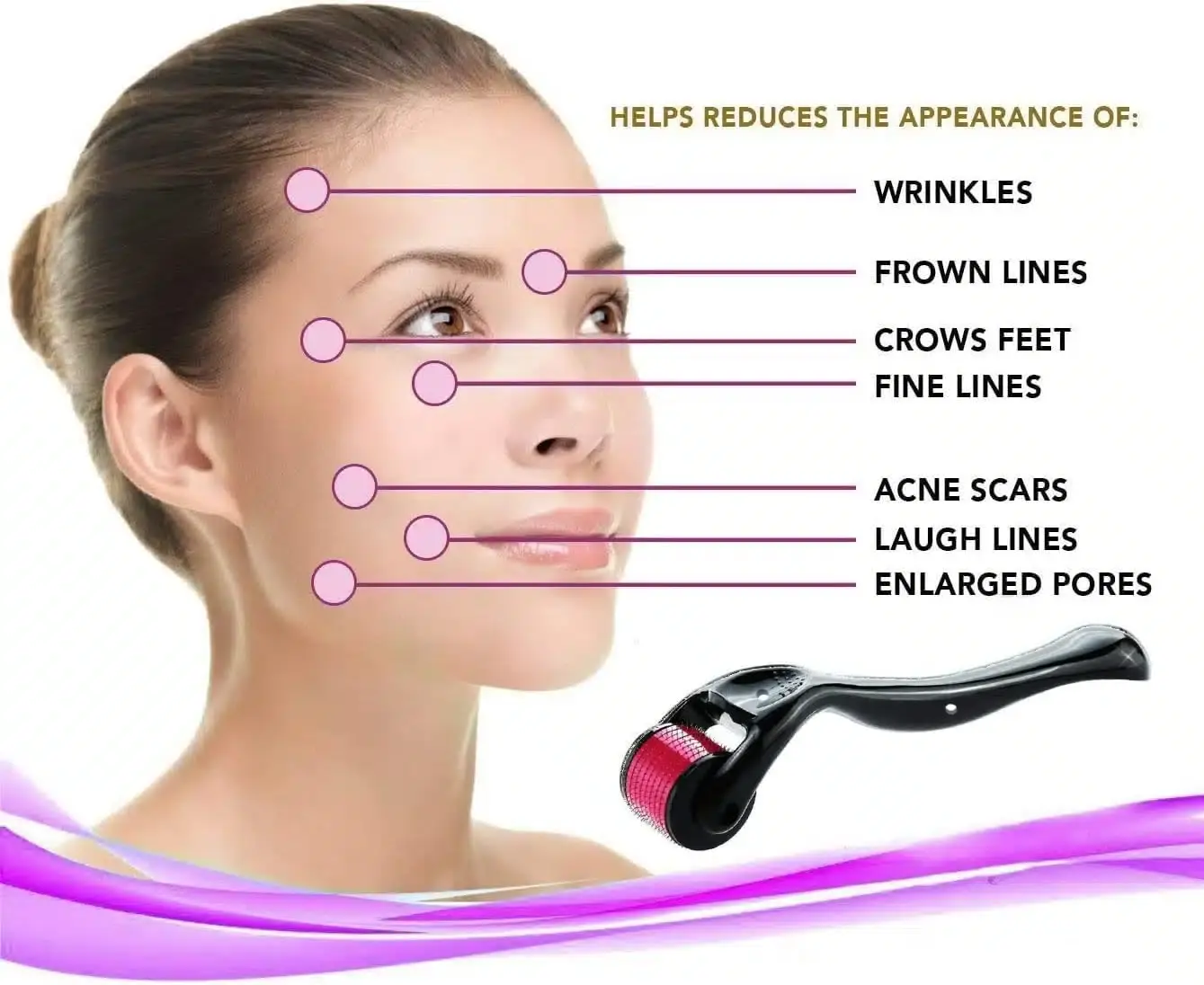 Derma Roller 540 aiguilles en alliage de titane pour la peau,Cheuveux et Barbe 1 mm