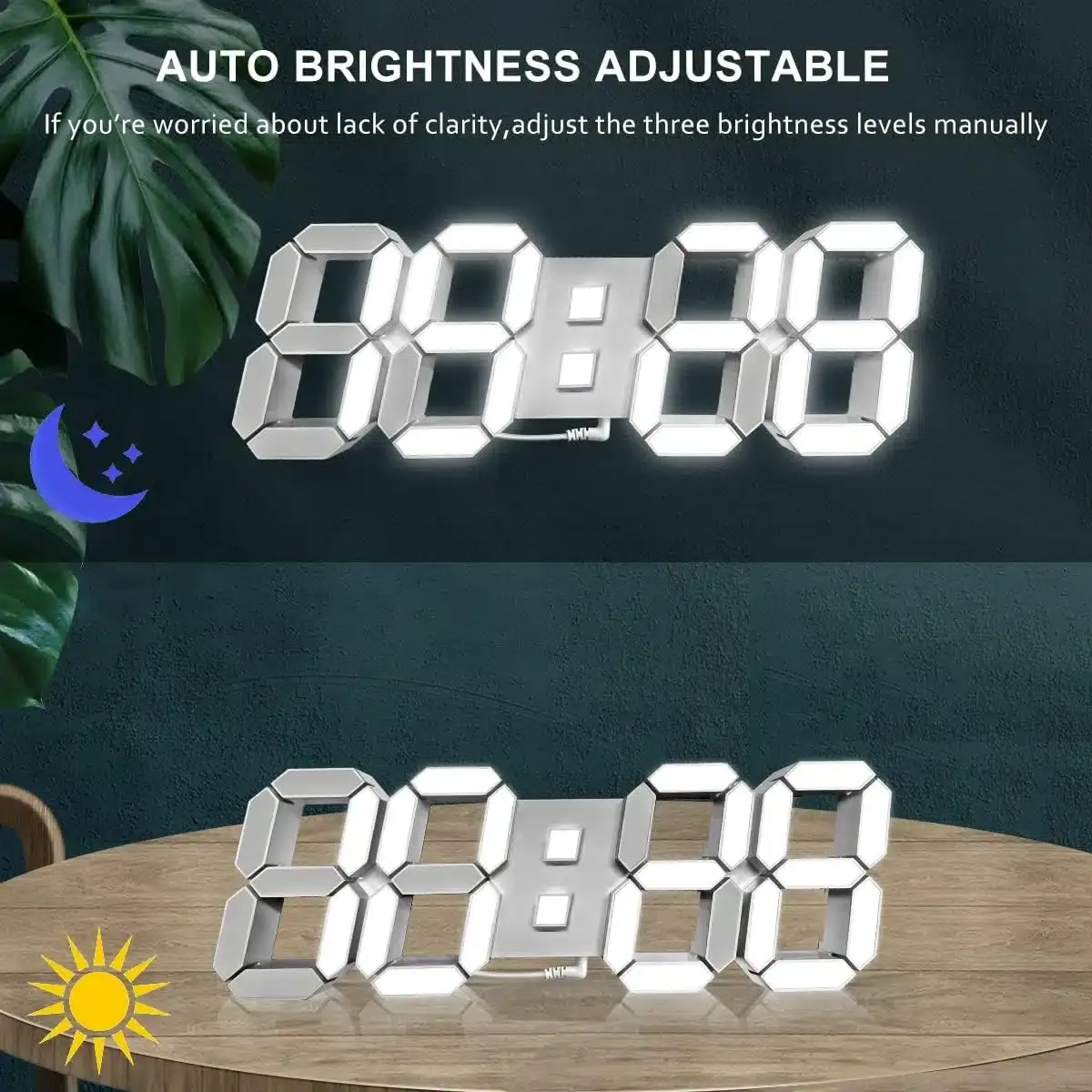 Réveil numérique LED - 3D - Transparent