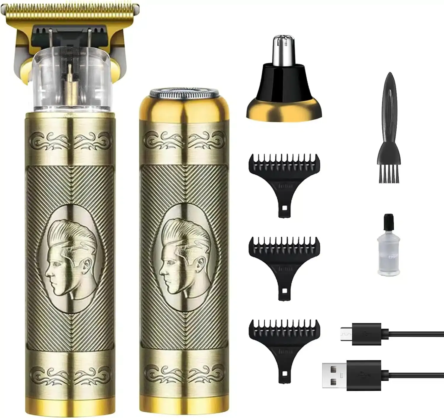Tondeuse & Rasoir PRO - 3 en 1 - Barbe - Cheveux et Oreilles - Rechargeable - En métal DRAGON