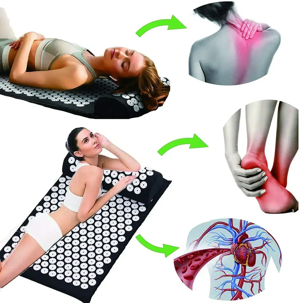 Tapis d’acupression et oreiller - Soulager les douleurs sciatiques - Cou et du dos