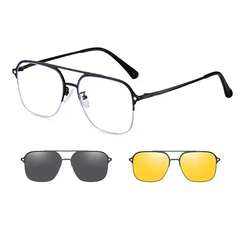 Lunettes de soleil magnétiques classiques Demi Cadre verres polarisés, lunettes de soleil de haute qualité avec étui