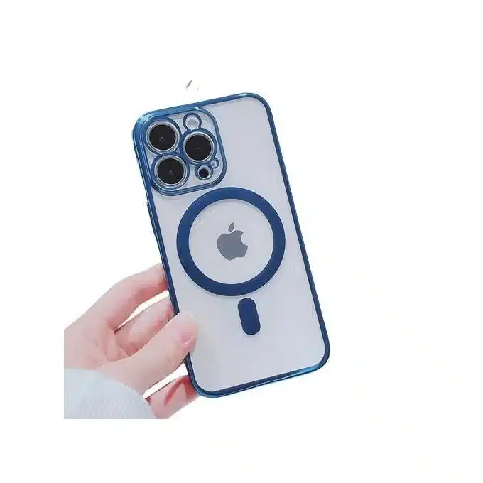Silicone Magsafe Transparent avec protection caméra pour Iphone 13 – Blue