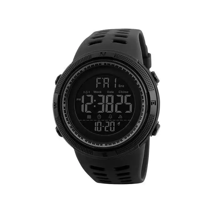 Montre Pour Homme - Sport numérique - Étanche 5Atm - Multifonction - REF 1251 - Noir