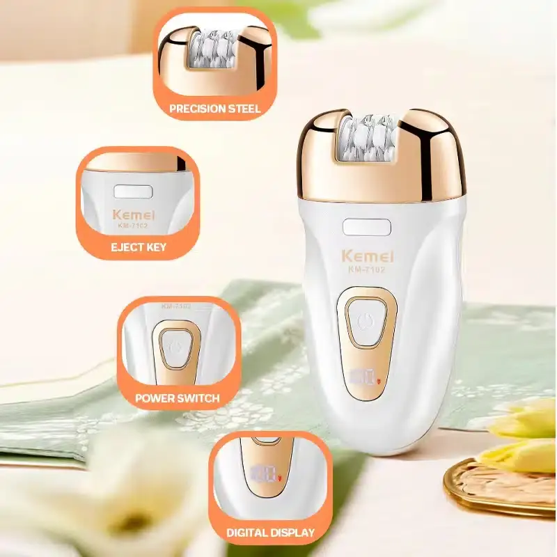Épilateur 3 en 1 corporel pour femmes Rasoir USB rechargeable Sans fil Rasoir électrique pour femmes LCD