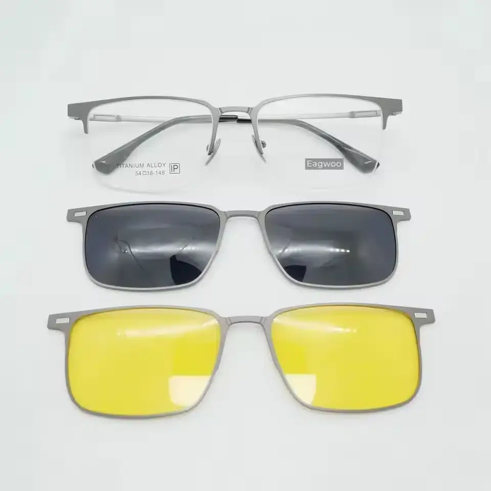 Lunettes de Soleil Optique Magnétiques en Alliage de Titane pour Unisexe Demi Cadre