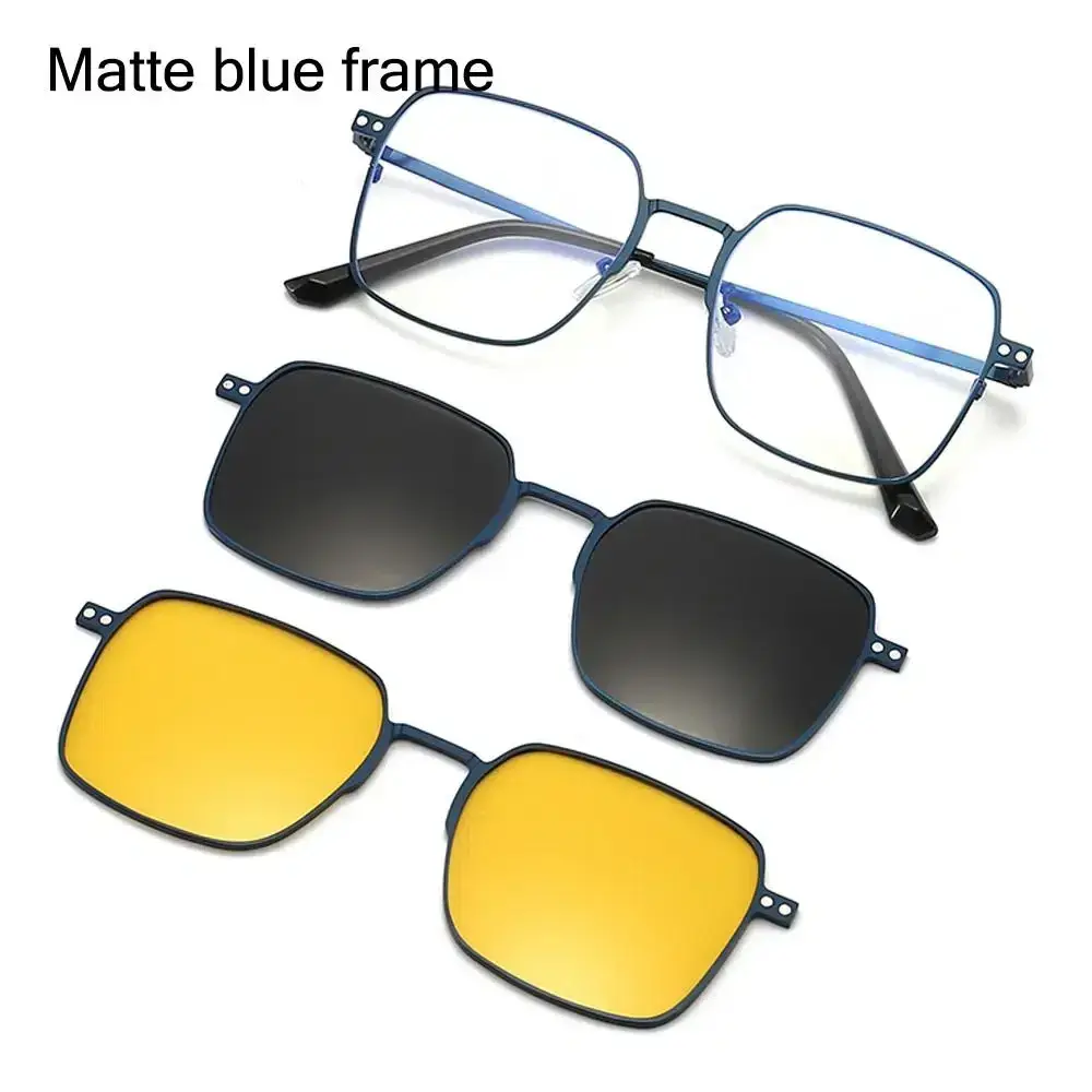Lunettes de soleil polarisées magnétiques 3 en 1,protection UV rétro carrée