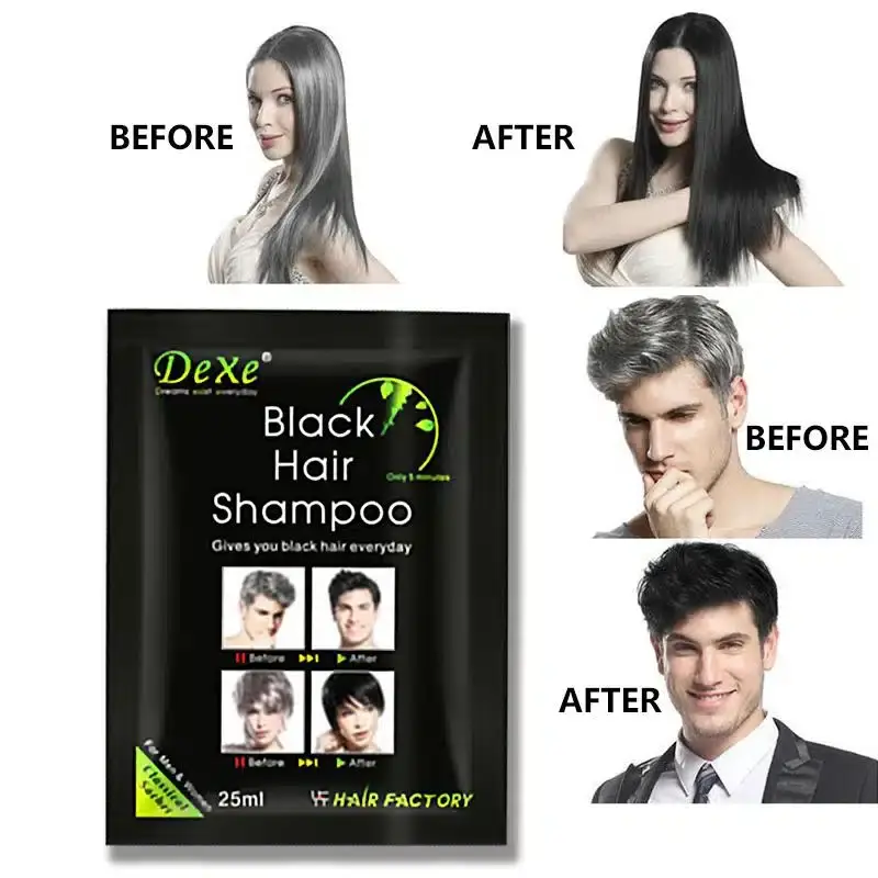 Pack 4 pièces Shampoings colorants - Unisexes pour cheveux noirs - 5ème Gratuite