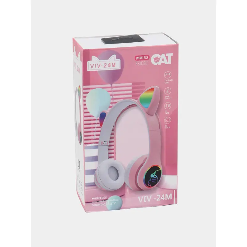 Casque MP3 Bluetooth Oreillettes de Chat VIV-24M - Rose