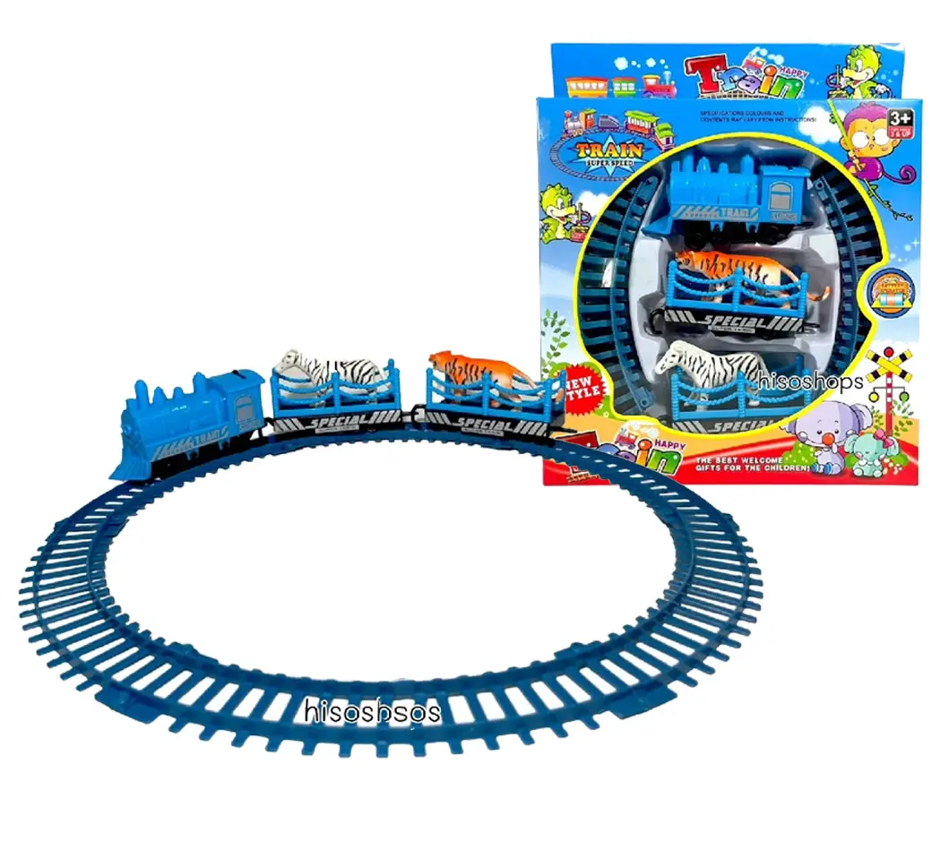 Jeu de train pour enfants bleu