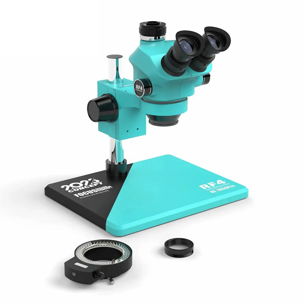 Microscope trinoculaire RF4 RF-7050PRO Big Base 7X-50X Zoom continu Outil de réparation de téléphone mobile