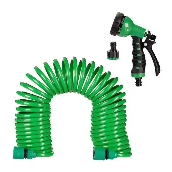 Tuyau d’arrosage en spirale avec Pistolet – 15 M